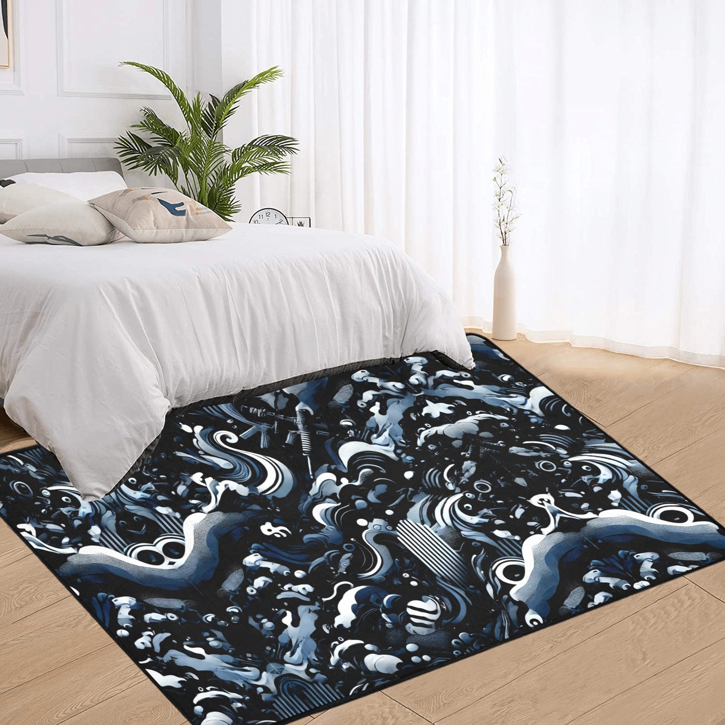 Area Rug with Black Binding 7'x5'