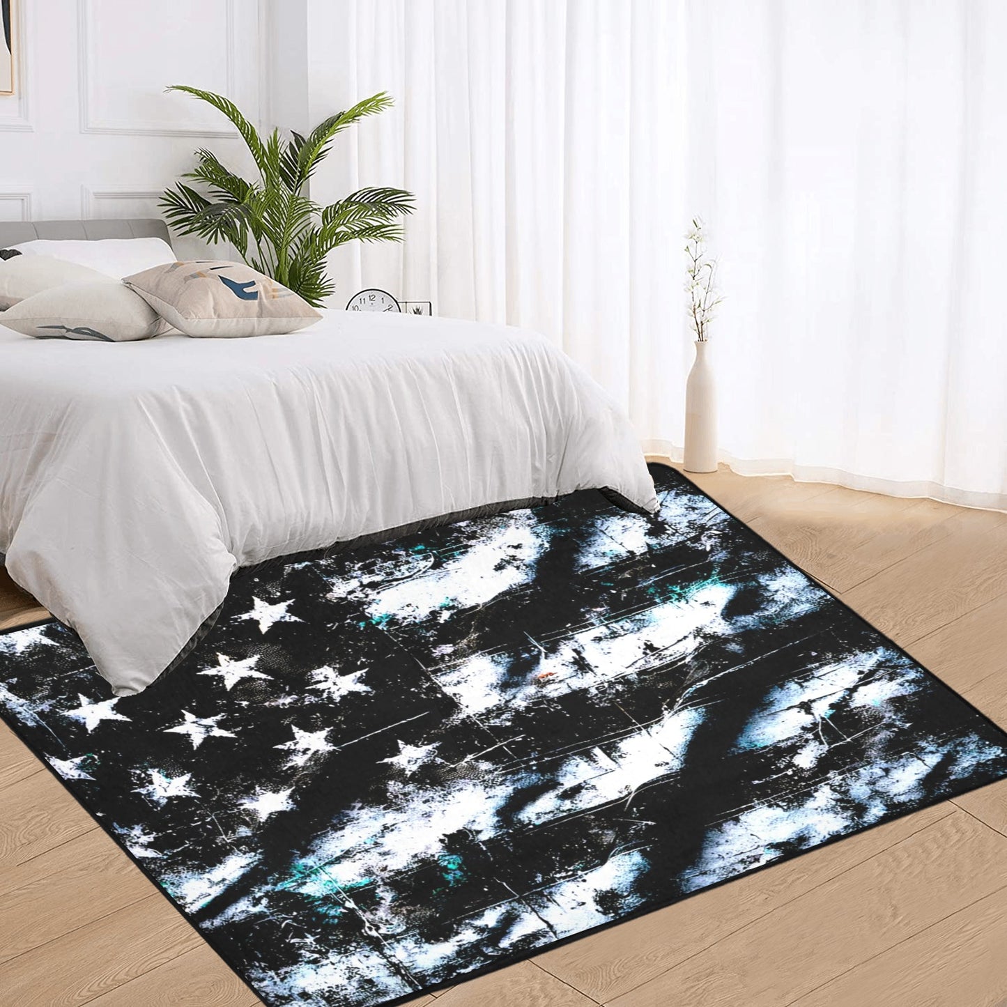 Area Rug with Black Binding 7'x5'